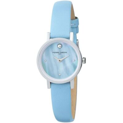 Pierre Cardin Damen sommerliche Zweizeiger-Armband-Uhr Ziffernblatt mit silbernen Kreis-Details analoge Quarz-Uhr mit Leder-Armband 3ATM 27mm CCM.0521 Blau/Silber - weiblich - Size: One-Size Pierre Cardin Damen sommerliche Zweizeiger-Armband-Uhr Ziffernblatt mit silbernen Kreis-Details analoge Quarz-Uhr mit Leder-Armband 3ATM 27mm CCM.0521 Blau/Silber - weiblich - Size: One-Size