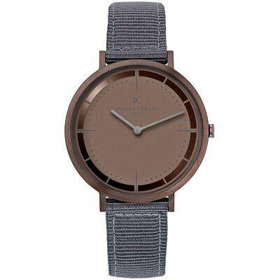 Pierre Cardin Herren Armband-Uhr analoge Quarz-Uhr mit Textil-Armband 3ATM 41mm CBV.1036 Grau/Braun - männlich - Size: One-Size Pierre Cardin Herren Armband-Uhr analoge Quarz-Uhr mit Textil-Armband 3ATM 41mm CBV.1036 Grau/Braun - männlich - Size: One-Size