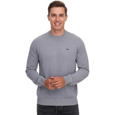 Lacoste Herren Strick-Pullover Baumwoll-Pullover mit Logo-Stickerei Langarm-Shirt AH0128 00 CCA Grau - männlich - Size: XS Lacoste Herren Strick-Pullover Baumwoll-Pullover mit Logo-Stickerei Langarm-Shirt AH0128 00 CCA Grau - männlich - Size: XS