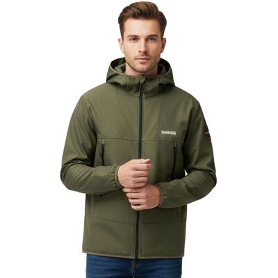 NAPAPIJRI A-Biois atmungsaktive Softshell-Jacke Herren Übergangs-Jacke mit Kapuze NP0A88TNG0A1 Khaki-Grün - männlich - Size: L NAPAPIJRI A-Biois atmungsaktive Softshell-Jacke Herren Übergangs-Jacke mit Kapuze NP0A88TNG0A1 Khaki-Grün - männlich - Size: L