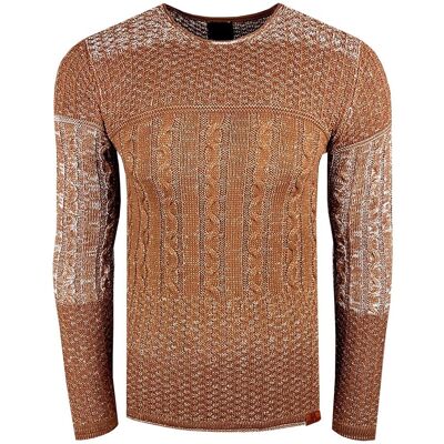 O46RN (MB2) Klassischer Herren Strick-Pullover mit Zopfmuster Slim Fit Rundhals-Sweater im Strukturstrick Design 13265 Camel - männlich - Size: S O46RN (MB2) Klassischer Herren Strick-Pullover mit Zopfmuster Slim Fit Rundhals-Sweater im Strukturstrick Design 13265 Camel - männlich - Size: S