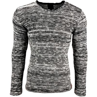 O46RN (MB2) Moderner Herren Strick-Pullover im Strukturstrick Slim Fit Rundhals-Sweater 13268 Schwarz - männlich - Size: XL O46RN (MB2) Moderner Herren Strick-Pullover im Strukturstrick Slim Fit Rundhals-Sweater 13268 Schwarz - männlich - Size: XL