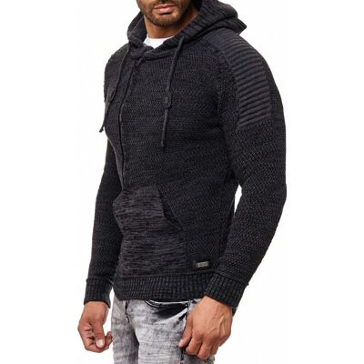 O46RN (MB2) Moderner Herren Strick-Pullover Kapuzen-Sweater Grobstrick-Hoodie Strick-Jacke 13290 Anthrazit - männlich - Size: S O46RN (MB2) Moderner Herren Strick-Pullover Kapuzen-Sweater Grobstrick-Hoodie Strick-Jacke 13290 Anthrazit - männlich - Size: S