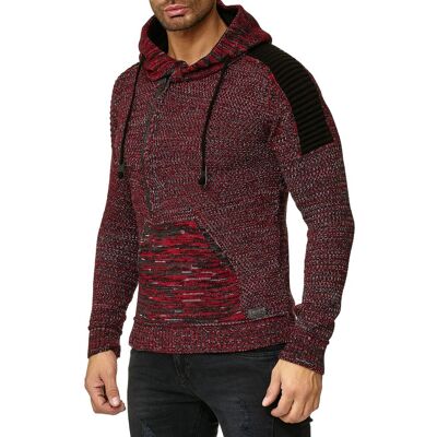 O46RN (MB2) Moderner Herren Strick-Pullover Kapuzen-Sweater Grobstrick-Hoodie Strick-Jacke 13290 Rot - männlich - Size: M O46RN (MB2) Moderner Herren Strick-Pullover Kapuzen-Sweater Grobstrick-Hoodie Strick-Jacke 13290 Rot - männlich - Size: M