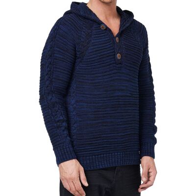 O46RN (MB2) Markanter Herren Grobstrick Kapuzen-Pullover mit Knopfleiste und Zopfstruktur Strick-Hoodie Sweater 13385 Indigo - männlich - Size: 2XL O46RN (MB2) Markanter Herren Grobstrick Kapuzen-Pullover mit Knopfleiste und Zopfstruktur Strick-Hoodie Sweater 13385 Indigo - männlich - Size: 2XL