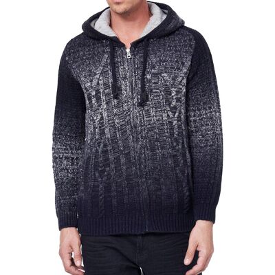 O46RN (MB2) Lässige Herren Strick-Jacke mit Kapuze und Farbverlauf strukturierter Hoodie Cardigan 13390 Marine - männlich - Size: L O46RN (MB2) Lässige Herren Strick-Jacke mit Kapuze und Farbverlauf strukturierter Hoodie Cardigan 13390 Marine - männlich - Size: L