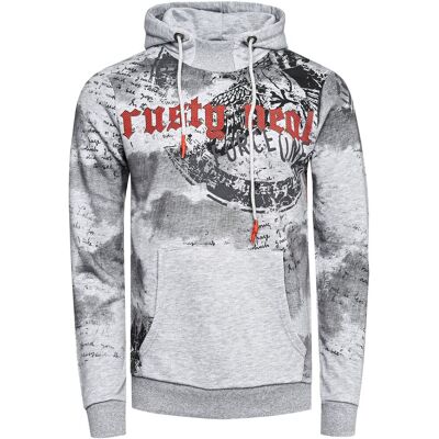 O46RN (MB2) Moderner Herren Kapuzen-Pullover mit markantem Grafik-Print Hoodie mit hohem Kragen Sweater 19136 Grau - männlich - Size: S O46RN (MB2) Moderner Herren Kapuzen-Pullover mit markantem Grafik-Print Hoodie mit hohem Kragen Sweater 19136 Grau - männlich - Size: S