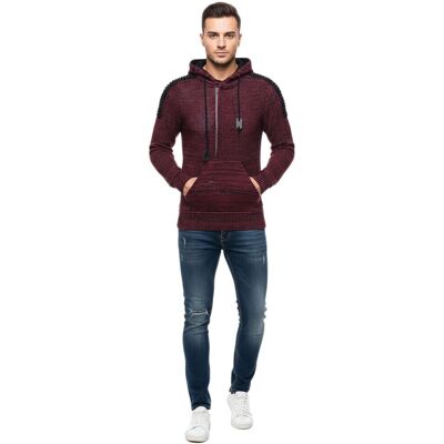 O46RN (MB2) Moderner Herren Strick-Pullover Kapuzen-Sweater Grobstrick-Hoodie Strick-Jacke 13290 Weinrot - männlich - Size: M O46RN (MB2) Moderner Herren Strick-Pullover Kapuzen-Sweater Grobstrick-Hoodie Strick-Jacke 13290 Weinrot - männlich - Size: M