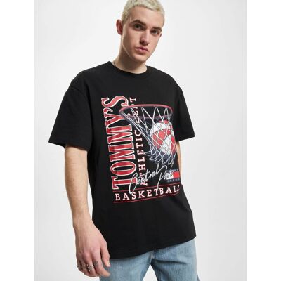 sportliches Tommy Jeans Herren T-Shirt Kordelzug Kapuze mit Baumwolle Schwarz - männlich - Size: M sportliches Tommy Jeans Herren T-Shirt Kordelzug Kapuze mit Baumwolle Schwarz - männlich - Size: M
