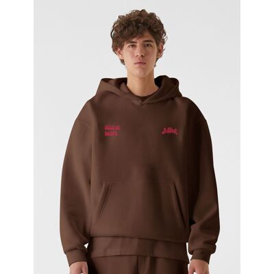 weicher Lost Youth Herren Hoodie Rippbündchen Kapuze 330 g/m² mit Baumwolle Braun - männlich - Size: L weicher Lost Youth Herren Hoodie Rippbündchen Kapuze 330 g/m² mit Baumwolle Braun - männlich - Size: L