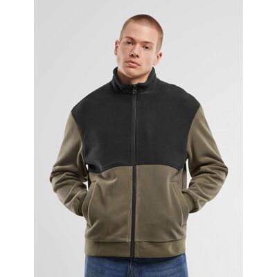 URBAN CLASSICS - Colour Block Polar Fleece Jacket - black/olive URBAN CLASSICS - Colour Block Polar Fleece Jacket - black/olive