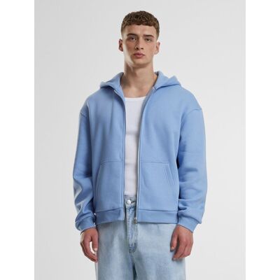 moderner URBAN CLASSICS Herren Hoodie Kordelzug Reißverschluss 330 g/m² mit Baumwolle Blau - männlich - Size: XL moderner URBAN CLASSICS Herren Hoodie Kordelzug Reißverschluss 330 g/m² mit Baumwolle Blau - männlich - Size: XL