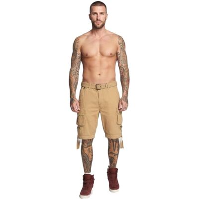 Robuste Build Your Brand Savage Vintage Herren Cargo Shorts inkl. Gürtel Baumwoll-Bermuda B2001-00003 Beige - männlich - Size: 5XL Robuste Build Your Brand Savage Vintage Herren Cargo Shorts inkl. Gürtel Baumwoll-Bermuda B2001-00003 Beige - männlich - Size: 5XL