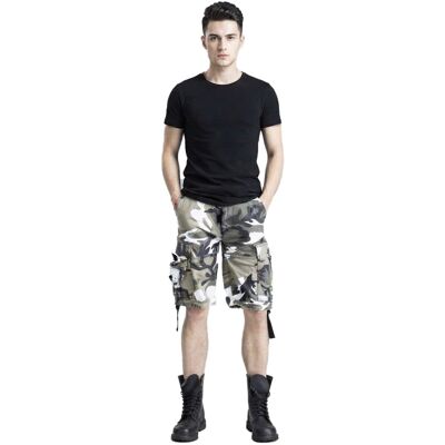 robuste Brandit Vintage Cargo Shorts Sommer-Bermuda im Military-Style Baumwoll-Shorts B2002-00378 Camouflage-Grün/Grau - männlich - Size: L robuste Brandit Vintage Cargo Shorts Sommer-Bermuda im Military-Style Baumwoll-Shorts B2002-00378 Camouflage-Grün/Grau - männlich - Size: L