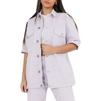 Sixth June Damen Denim-Jacke Herbst-Jacke Baumwoll-Jacke W33796EJA Violett - weiblich - Size: S Sixth June Damen Denim-Jacke Herbst-Jacke Baumwoll-Jacke W33796EJA Violett - weiblich - Size: S