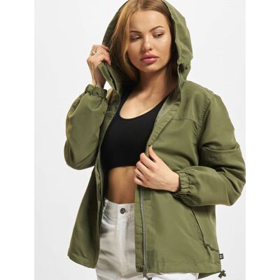 moderne Brandit Damen Windbreaker-Jacke mit verstellbarer Kapuze Übergangs-Jacke Khaki - weiblich - Size: S moderne Brandit Damen Windbreaker-Jacke mit verstellbarer Kapuze Übergangs-Jacke Khaki - weiblich - Size: S