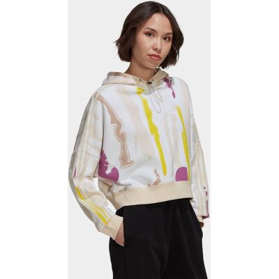 bequemer adidas Damen Hoodie große Kapuze Kapuze mit Baumwolle Weiß/Bunt - weiblich - Size: 44 bequemer adidas Damen Hoodie große Kapuze Kapuze mit Baumwolle Weiß/Bunt - weiblich - Size: 44