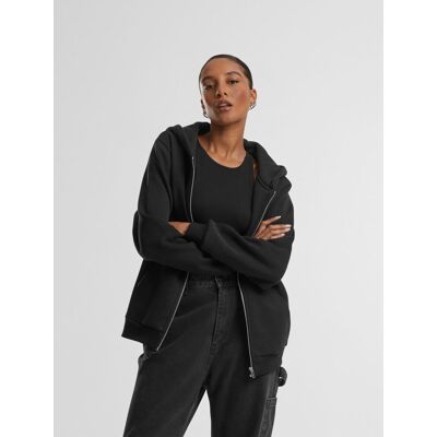 moderner URBAN CLASSICS Damen Hoodie Reißverschluss Rippbündchen 330 g/m² mit Baumwolle Schwarz - weiblich - Size: M moderner URBAN CLASSICS Damen Hoodie Reißverschluss Rippbündchen 330 g/m² mit Baumwolle Schwarz - weiblich - Size: M