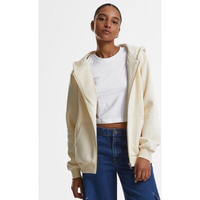 weicher Urban Classics Damen Hoodie Reißverschluss Rippbündchen 330 g/m² mit Baumwolle Ecru-Weiß - weiblich - Size: L weicher Urban Classics Damen Hoodie Reißverschluss Rippbündchen 330 g/m² mit Baumwolle Ecru-Weiß - weiblich - Size: L