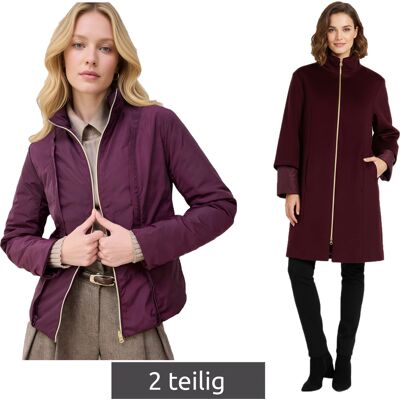 O46BPX (MB1) 2-teiliger eleganter Damen Mantel 2-in1 Wollmantel und Daunenjacke mit recycelten Fasern 906403 Weinrot - weiblich - Size: 36 O46BPX (MB1) 2-teiliger eleganter Damen Mantel 2-in1 Wollmantel und Daunenjacke mit recycelten Fasern 906403 Weinrot - weiblich - Size: 36