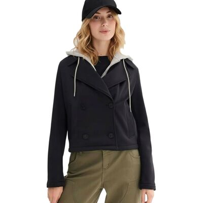 O46BPX (MB1) extravagante Damen Übergangs-Jacke mit abnehmbarem Kapuzen-Einsatz 969863 Schwarz/Grau - weiblich - Size: 44 O46BPX (MB1) extravagante Damen Übergangs-Jacke mit abnehmbarem Kapuzen-Einsatz 969863 Schwarz/Grau - weiblich - Size: 44