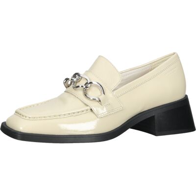 VAGABOND Damen Echtleder-Schuhe in Lack-Optik Mokassins Slipper mit Zierschnalle 5317-060-05 Beige/Silber - weiblich - Size: 41 VAGABOND Damen Echtleder-Schuhe in Lack-Optik Mokassins Slipper mit Zierschnalle 5317-060-05 Beige/Silber - weiblich - Size: 41