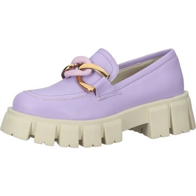 LAZAMANI Damen Echtleder Halbschuhe mit zweifarbiger Gliederkette auf Spann Plateau-Slipper 55.082 Violett - weiblich - Size: 40 LAZAMANI Damen Echtleder Halbschuhe mit zweifarbiger Gliederkette auf Spann Plateau-Slipper 55.082 Violett - weiblich - Size: 40