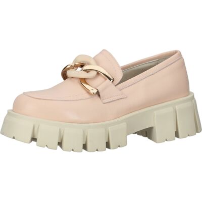 LAZAMANI Damen Echtleder Halbschuhe mit zweifarbiger Gliederkette auf Spann Plateau-Slipper 55.082 Rosa - weiblich - Size: 40 LAZAMANI Damen Echtleder Halbschuhe mit zweifarbiger Gliederkette auf Spann Plateau-Slipper 55.082 Rosa - weiblich - Size: 40