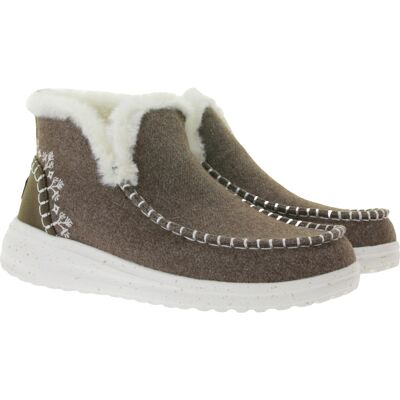 HEY DUDE Denny Faux Damen Schlupf-Stiefelette mit Kunstlammfellfutter und Wechselfußbett 40208-267 Braun - weiblich - Size: 36 HEY DUDE Denny Faux Damen Schlupf-Stiefelette mit Kunstlammfellfutter und Wechselfußbett 40208-267 Braun - weiblich - Size: 36