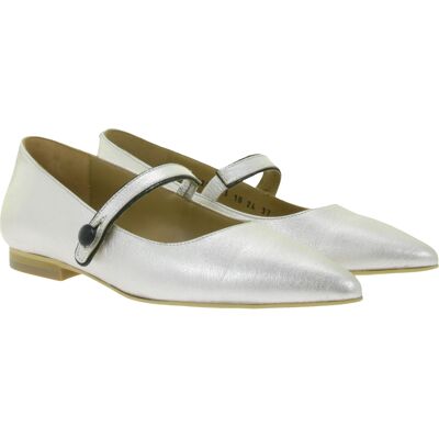 Hochwertige Damen FLY London Ballerinas Made in Portugal mit gepolsteter Decksohle Halb-Schuhe P145265 003 Silber - weiblich - Size: 40 Hochwertige Damen FLY London Ballerinas Made in Portugal mit gepolsteter Decksohle Halb-Schuhe P145265 003 Silber - weiblich - Size: 40