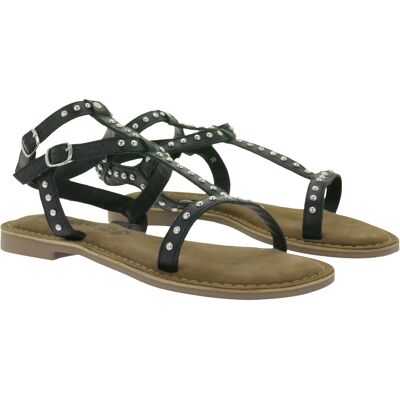 Trendige LAZAMANI Damen Sandalen mit Nieten Sommer-Schuhe LA75021 Schwarz - weiblich - Size: 37 Trendige LAZAMANI Damen Sandalen mit Nieten Sommer-Schuhe LA75021 Schwarz - weiblich - Size: 37