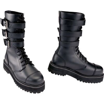 Markante Brandit Unisex Plateau Phantom Buckle Boots Echtleder Stiefel mit Stahlkappe Schnür-Boots 2. Wahl – kleine Schönheitsfehler 9075-2 Schwarz - neutral - Size: 39 Markante Brandit Unisex Plateau Phantom Buckle Boots Echtleder Stiefel mit Stahlkappe Schnür-Boots 2. Wahl – kleine Schönheitsfehler 9075-2 Schwarz - neutral - Size: 39