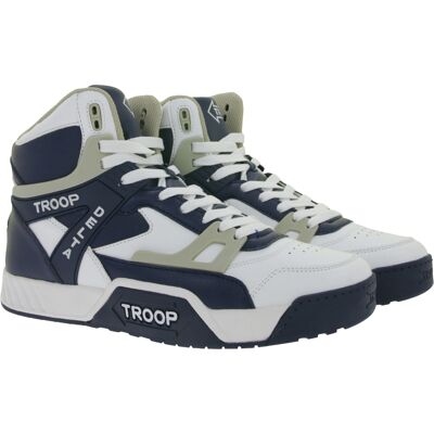 WORLD OF TROOP Delta High Herren High -Top-Sneaker Damen Retro Turnschuhe Skater-Sneaker 3PP0160102 4111 CA Weiß/Blau/Schwarz - neutral - Size: 45 WORLD OF TROOP Delta High Herren High -Top-Sneaker Damen Retro Turnschuhe Skater-Sneaker 3PP0160102 4111 CA Weiß/Blau/Schwarz - neutral - Size: 45