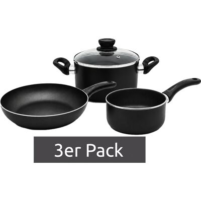 3-teiliges Krüger Koch-Set mit Bratpfanne 24x5cm, Stieltopf 16x7cm und Topf mit Deckel 20x8cm Antihaftbeschichtung **B-Ware – geprüft & funktionell einwandfrei** Schwarz - neutral - Size: One-Size 3-teiliges Krüger Koch-Set mit Bratpfanne 24x5cm, Stieltopf 16x7cm und Topf mit Deckel 20x8cm Antihaftbeschichtung **B-Ware – geprüft & funktionell einwandfrei** Schwarz - neutral - Size: One-Size