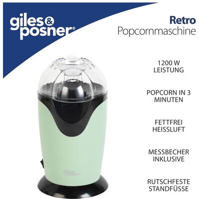 Elektrische giles & posner Popcornmaschine mit 3-Minuten-Schnellpoppung im Retro-Design Popcorn-Maker 1200W EK0493GSGRVDE Grün - neutral - Size: One-Size Elektrische giles & posner Popcornmaschine mit 3-Minuten-Schnellpoppung im Retro-Design Popcorn-Maker 1200W EK0493GSGRVDE Grün - neutral - Size: One-Size
