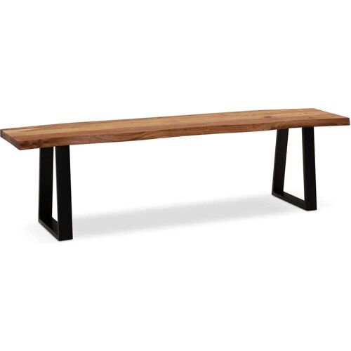 Wohnling Esszimmerbank 180x40x455 cm Akazie Massivholz / Metall mit Baumkante Esstischbank