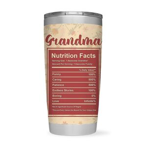 Smartprints Grandma Nutrition Tag Tumbler -SmartPrintsInk Designs Weiß 20 oz