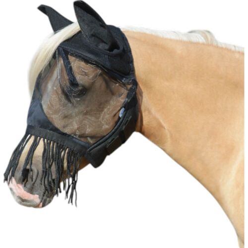 BUSSE Fliegenmaske Fly Cover Fransen Gap II Fliegenhaube Schwarz WB kavalio - für mich und mein Pferd - Schwarz