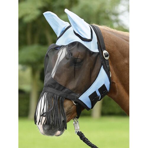 BUSSE Fliegenmaske Fly Cover Fransen Fliegenschutz Insektenschutz Hellblau/ Schwarz WB kavalio - für mich und mein Pferd - Hellblau/ Schwarz