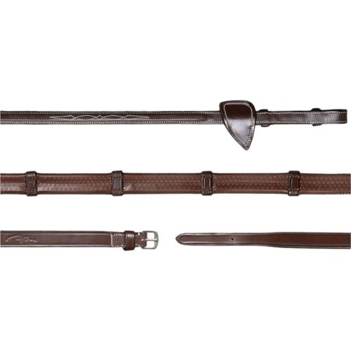 Dy´on Gummizügel 13mm mit 7 Lederstegen US Collection Zügel Braun Full kavalio - für mich und mein Pferd - Braun