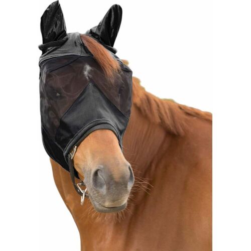 Waldhausen Fliegenmaske Premium mit Ohrenschutz Schwarz Vollblut kavalio - für mich und mein Pferd - Schwarz