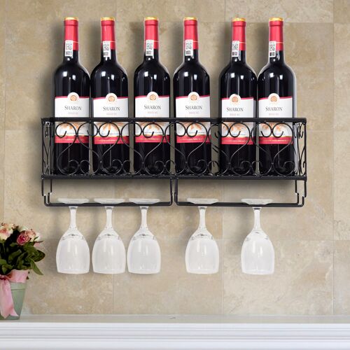 Costway Eisen Wand-Weinregal Gläserhalter Weinflaschenhalter