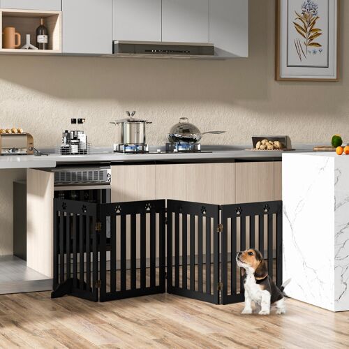Costway 4 Paneelen Absperrgitter Hunde Schutzgitter klappbar Treppengitter 203 x 60 x 1,5 cm Braun