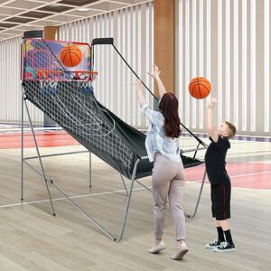 Costway Basketballautomat Klappbares Basketball-Arcade-Spiel mit 2 Körben Lila