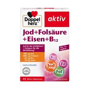 Queisser DOPPELHERZ Jod+Folsäure+Eisen+B12 Tabletten 45 Stück