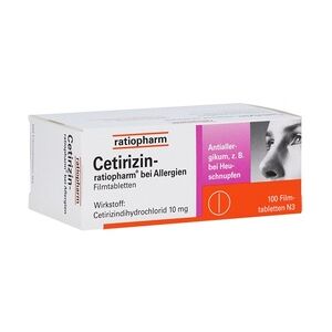 Cetirizin-ratiopharm bei Allergien Filmtabletten 100 Stück