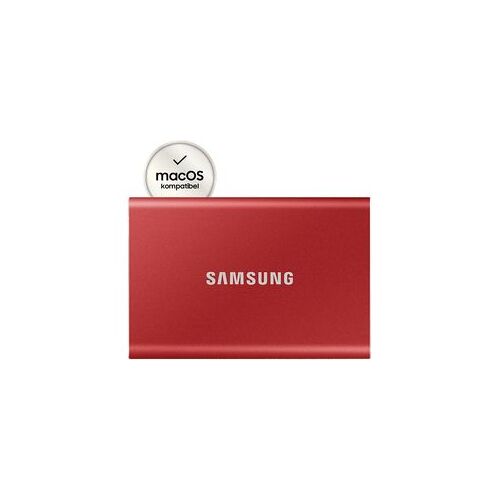 Samsung Portable SSD T7 PC/Mac Festplatte, 500 GB SSD, extern, Metallic red