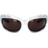 Balenciaga Spike Rechteckige Sonnenbrille BB0255S 003 Argento Unisex