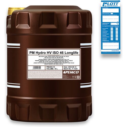 10L PEMCO Hydro HV ISO 46 Hydrauliköl Schmieröl SAE MS 1004 DIN 51524-2 (HM)