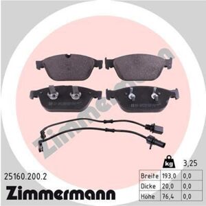ZIMMERMANN Bremsbelagsatz, Scheibenbremse 25160.200.2 ZIMMERMANN Bremsbelagsatz, Scheibenbremse 25160.200.2